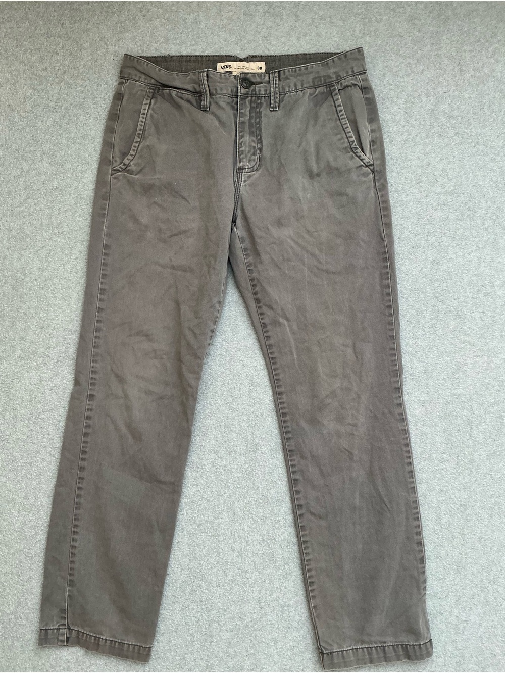 Vans Gray Chino Pants Mens 30 Skate Straight Casual Cotton Flat Front 30x31